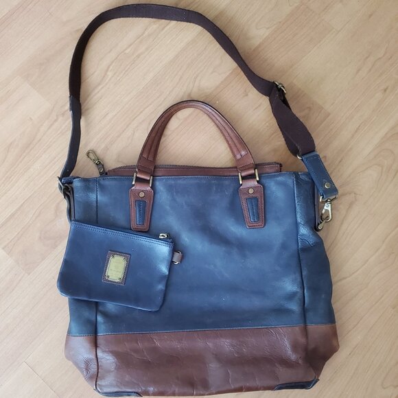 Master-piece GLOSS v2 Leather Tote Bag – Navy × Brown – Made in Japan – 2way - Picture 11 of 13